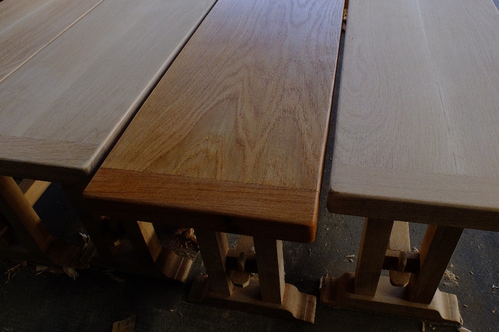 Oak refectory benches.